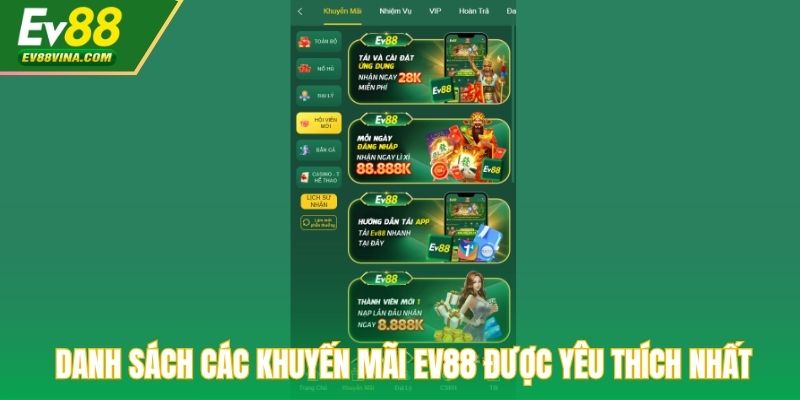 Danh sách các khuyến mãi EV88 được yêu thích nhất